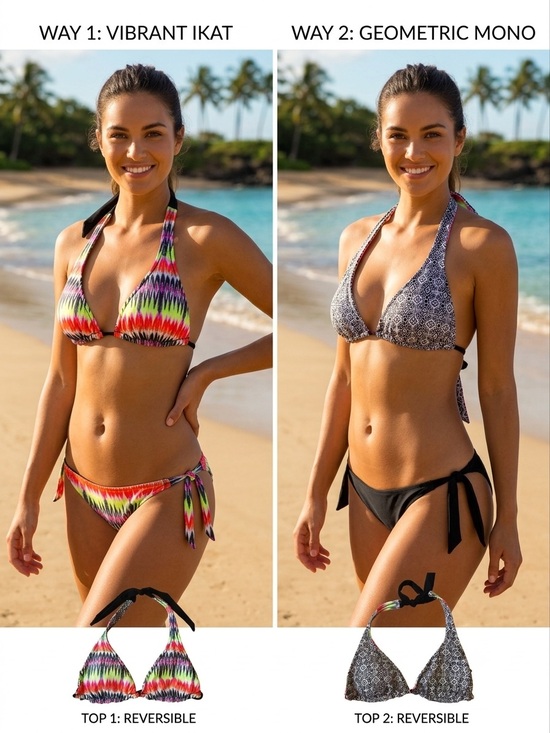 Hula Honey Other - Hula Honey Reversible Print Triangle Top